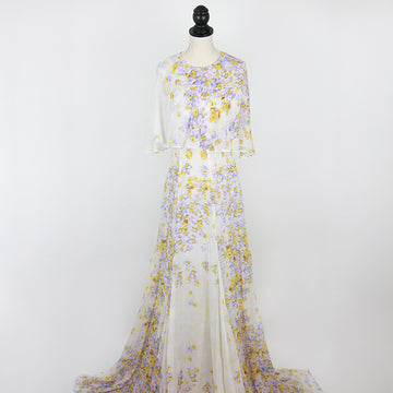 GIAMBATTISTA VALLI Floral print cape-sleeve gown