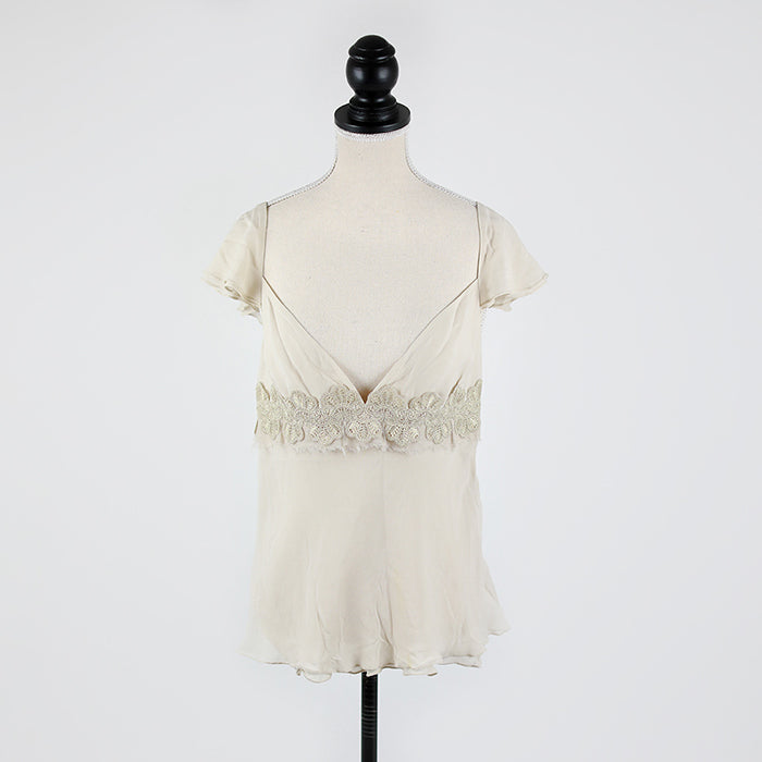 Strenesse Besticktes Seidentop mit Spitzendetails
