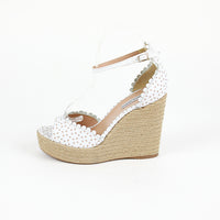 TABITHA SIMMONS Harp Perforated Scalloped Leather Wedge Sandals